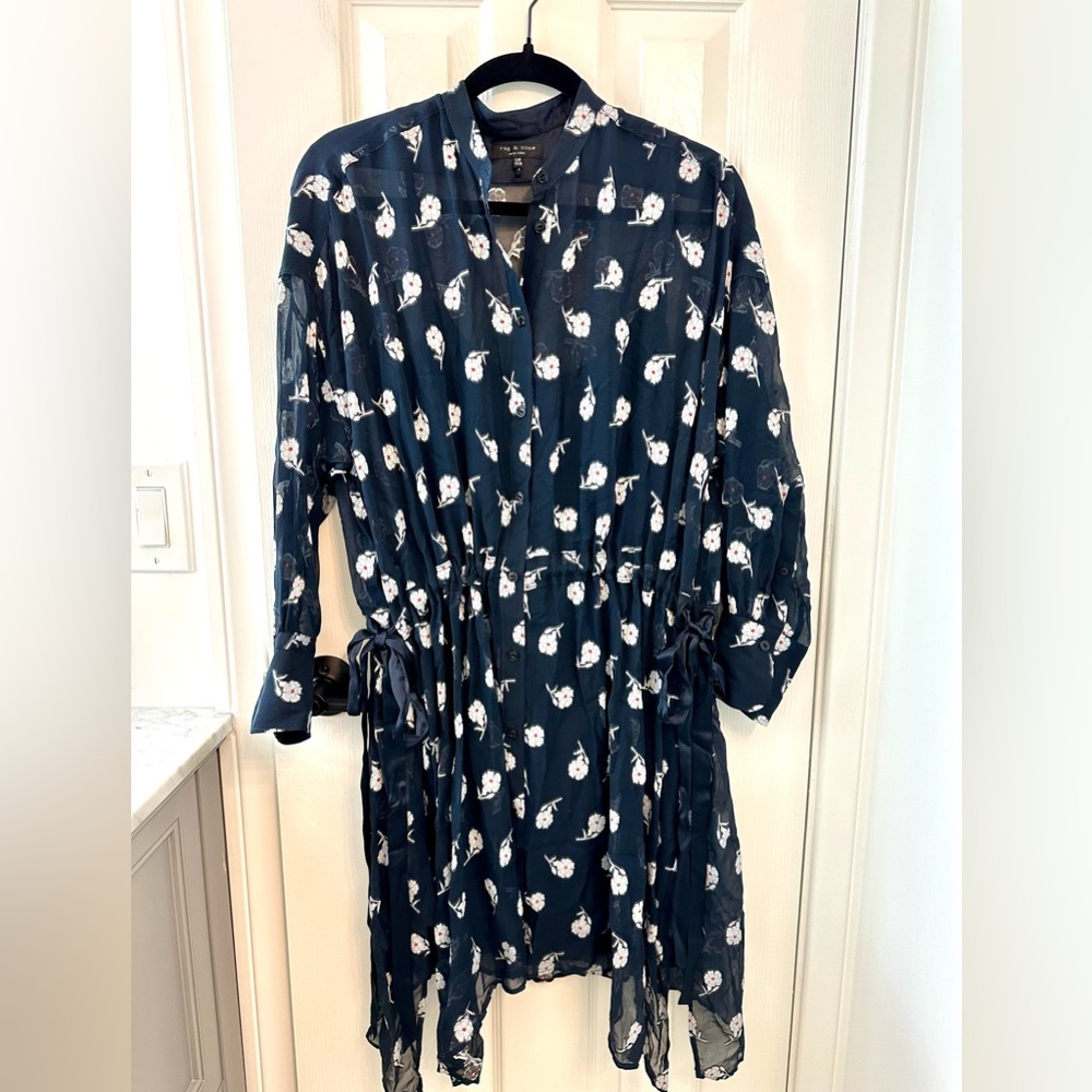 Rag & Bone // Sheer Floral Navy Dress